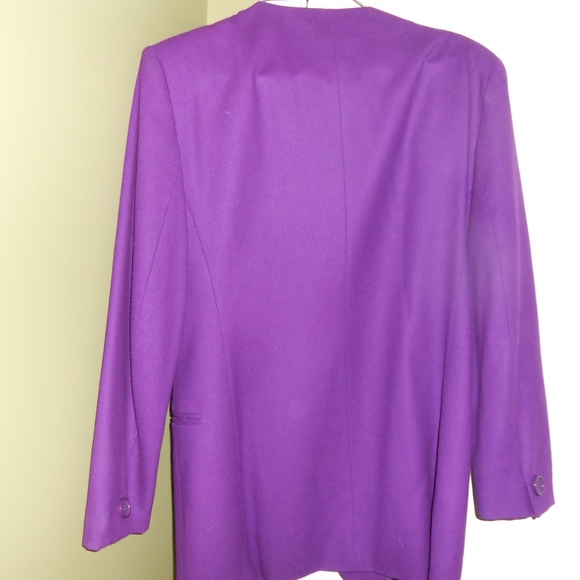 Vtg Christian Dior Purple Ladies Wool Blazer Sz 6 - Picture 3 of 5